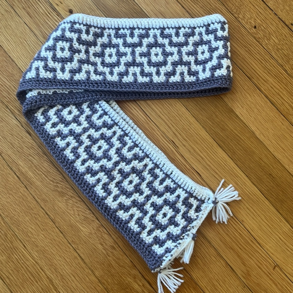 Crocheted Geometric Scarf